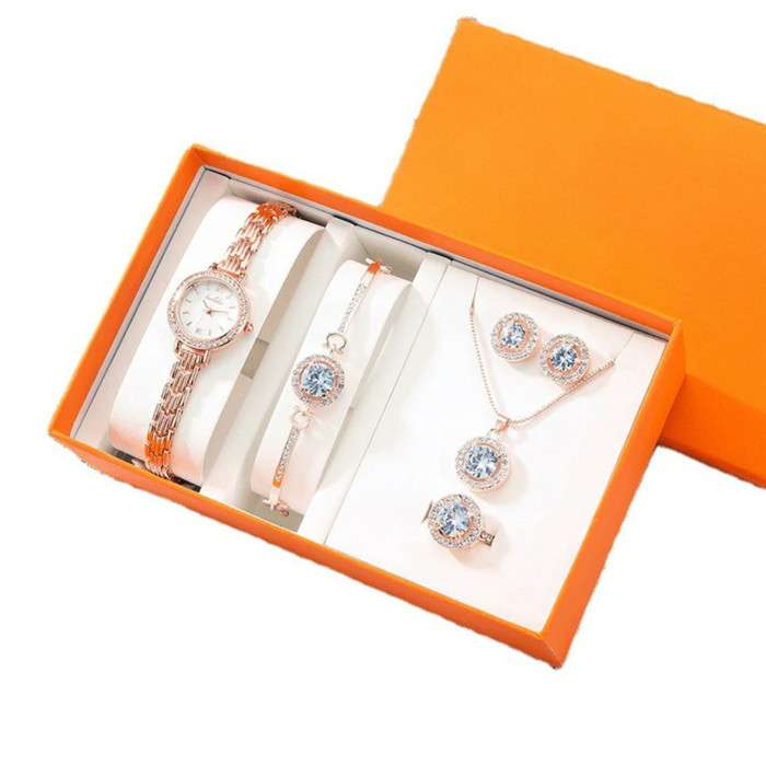 Lushika Fashionable Watch Quartz Small Watch With Full Nekless Set